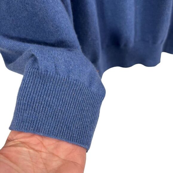 Enzo Mantovani Men’s Large Cashmere Italian Blue Knitted Pullover Polo Sweater - Picture 7 of 11